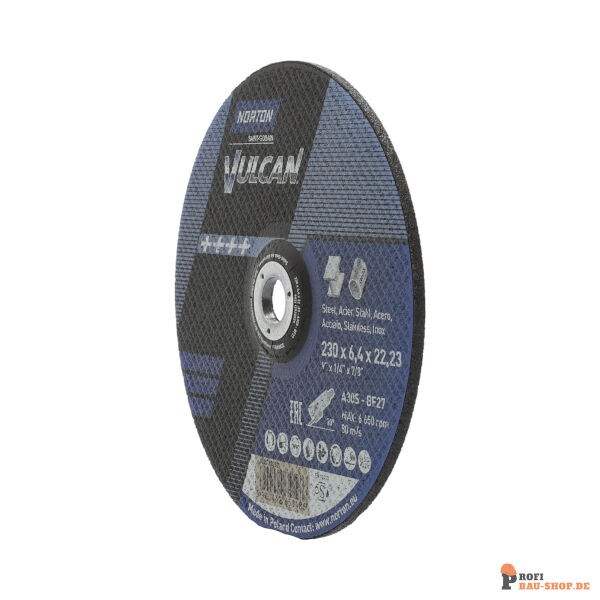 nortonschleifmittel/NORTON_schleifmittel_66252925529 Norton Vulcan Metal Inox Grinding Wheel 230x6.4x22.2 GRIT 30_134206